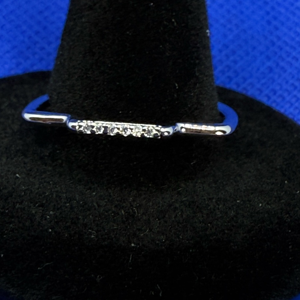 Pretty Bird - 18K White Gold Plated CZ Polygon Stacking Band Ring Size 9